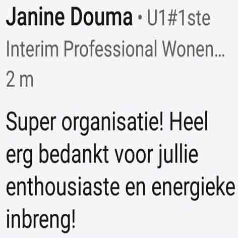 Janine Douma beveelt Jetta Post van harte aan!